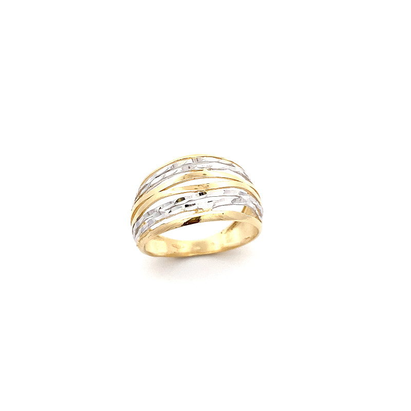 Žluté zlato prsten s broušením v kombinaci s bílým zlatem